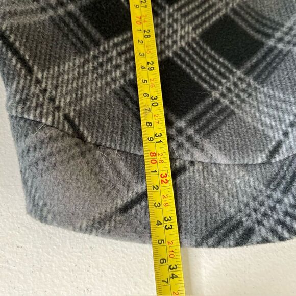 Gray Plaid Fleece Cocoon Jacket Pockets Cozy Oversized Soft Women Size XL Grey - Picture 8 of 9